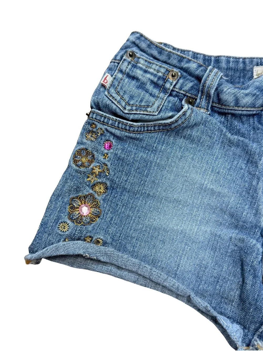 Vintage Y2K Women’s Bongo Embroidered Flower Cute Blue Jean Shorts Size 10